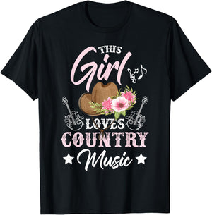 This Girl Loves Country Music T-Shirt - T-Shirt | Black