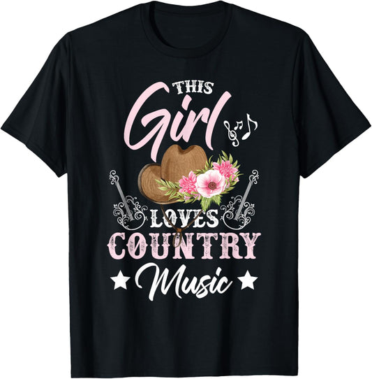 This Girl Loves Country Music T-Shirt - T-Shirt | Black