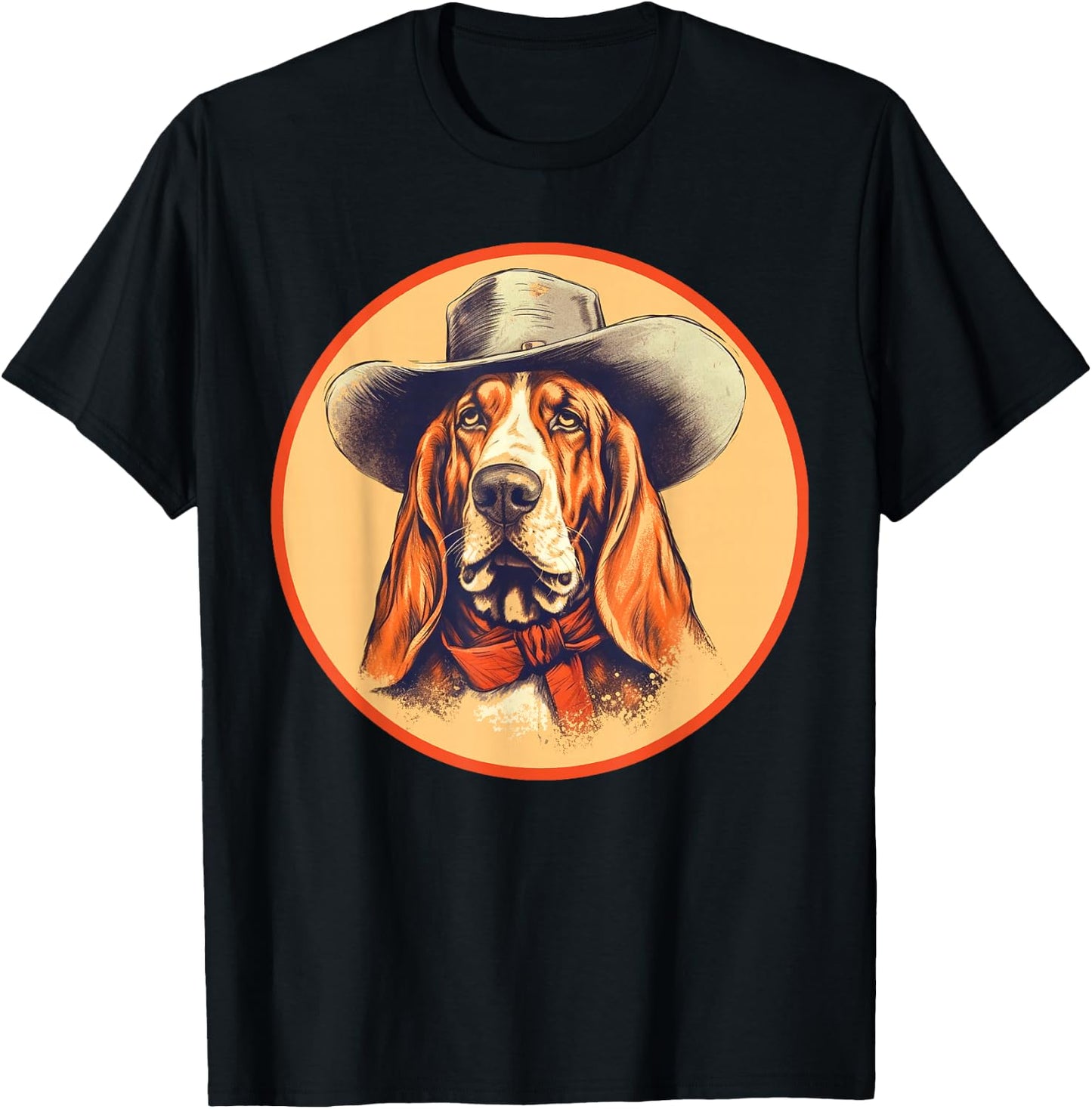 Vintage Basset Hound Cowboy Cute Western Country Music T-Shirt - T-Shirt | Black