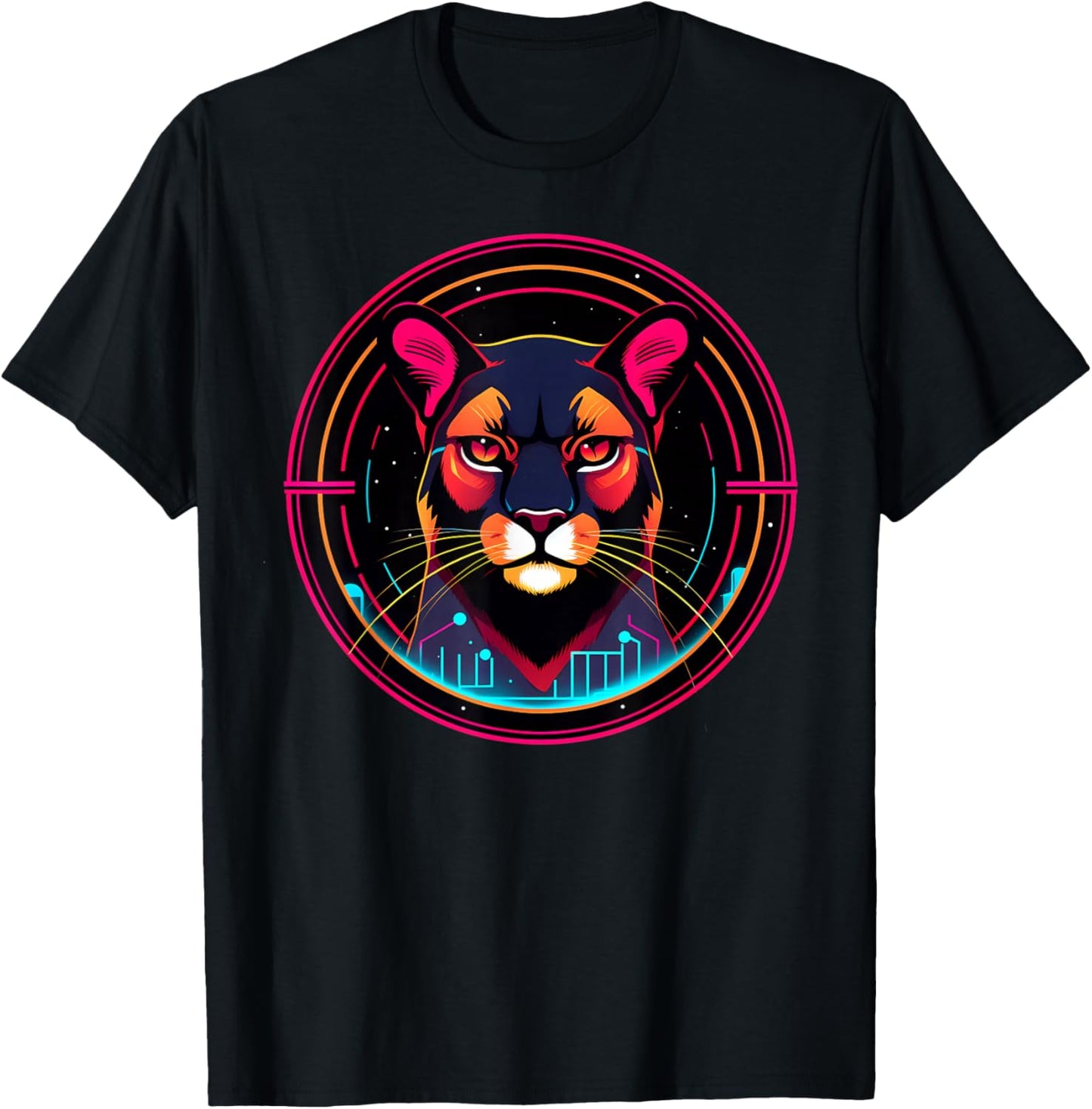 Cougar Mountain Lion in Space Funny Animals Galaxy Explorers T-Shirt - T-Shirt | Black