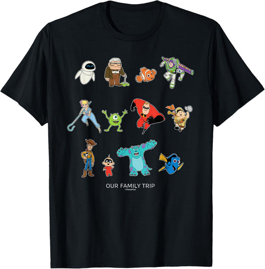 Disney and Pixar Characters Vacation Our Family Trip T-Shirt - T-Shirt | Black