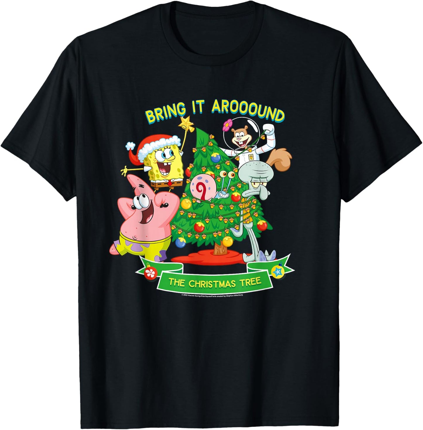SpongeBob SquarePants Aroooound The Christmas Tree Patrick T-Shirt - T-Shirt | Black