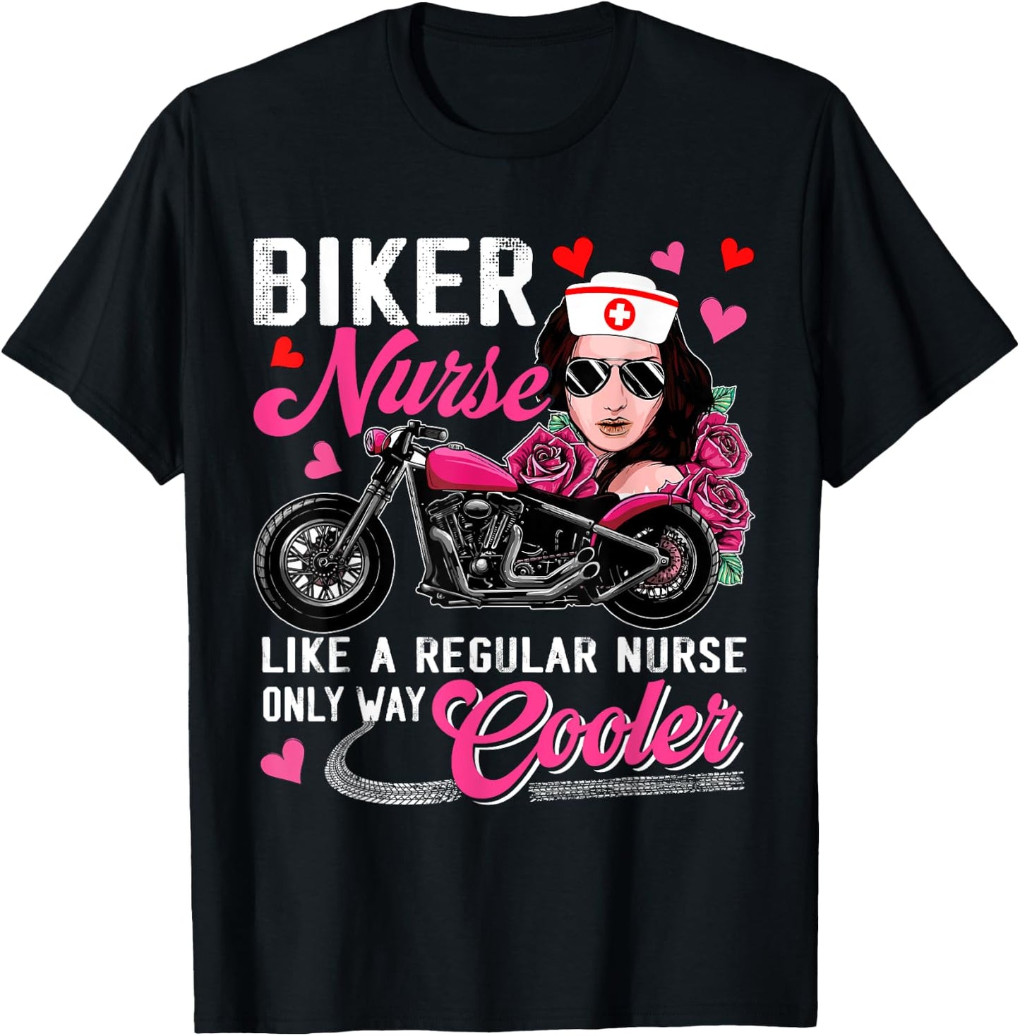 Biker Nurse Definition Only Cooler Motorcycle Woman T-Shirt - T-Shirt | Black