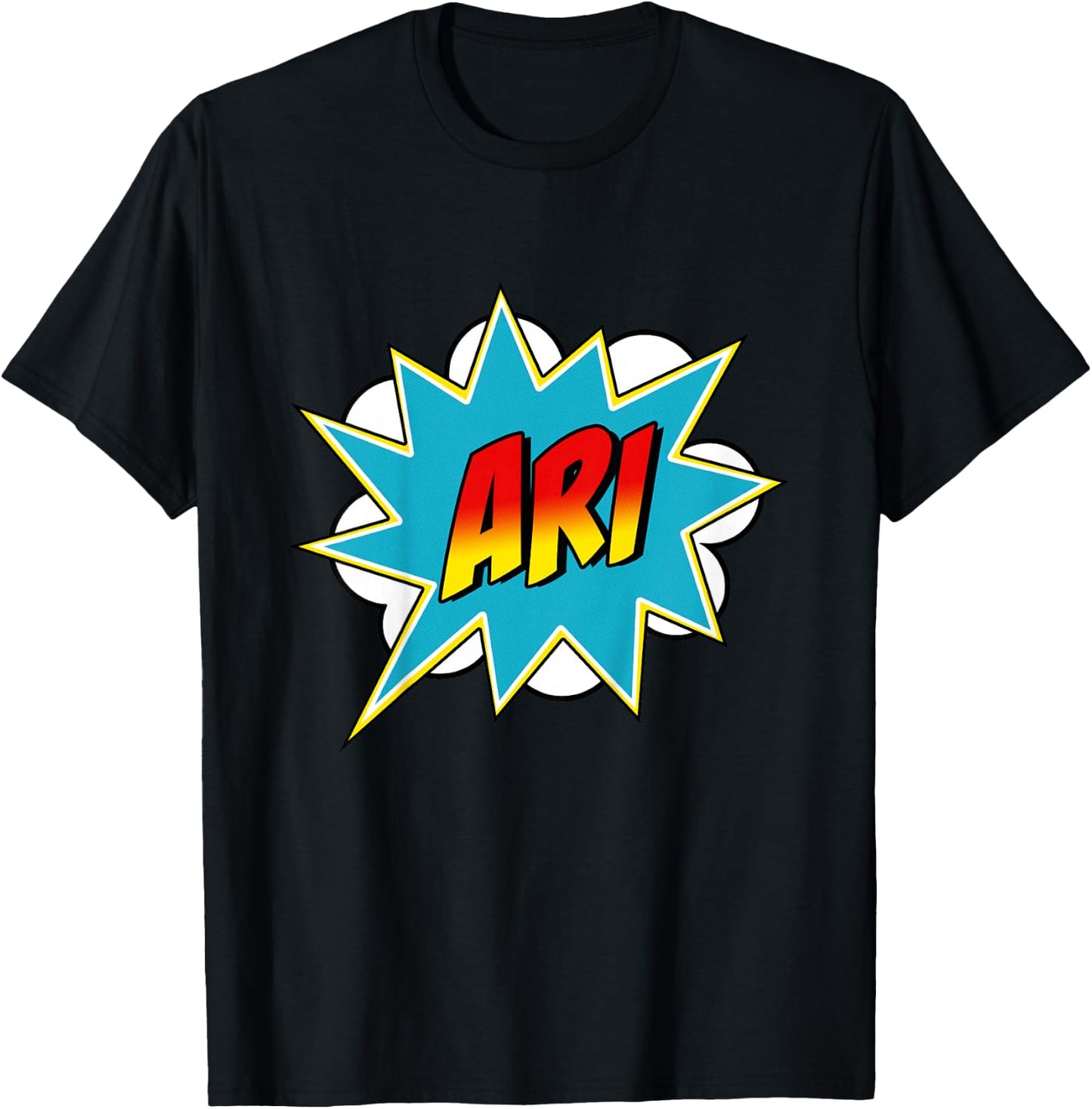 Kids Boys Ari Name Superhero Comic Book T-Shirt - T-Shirt | Black