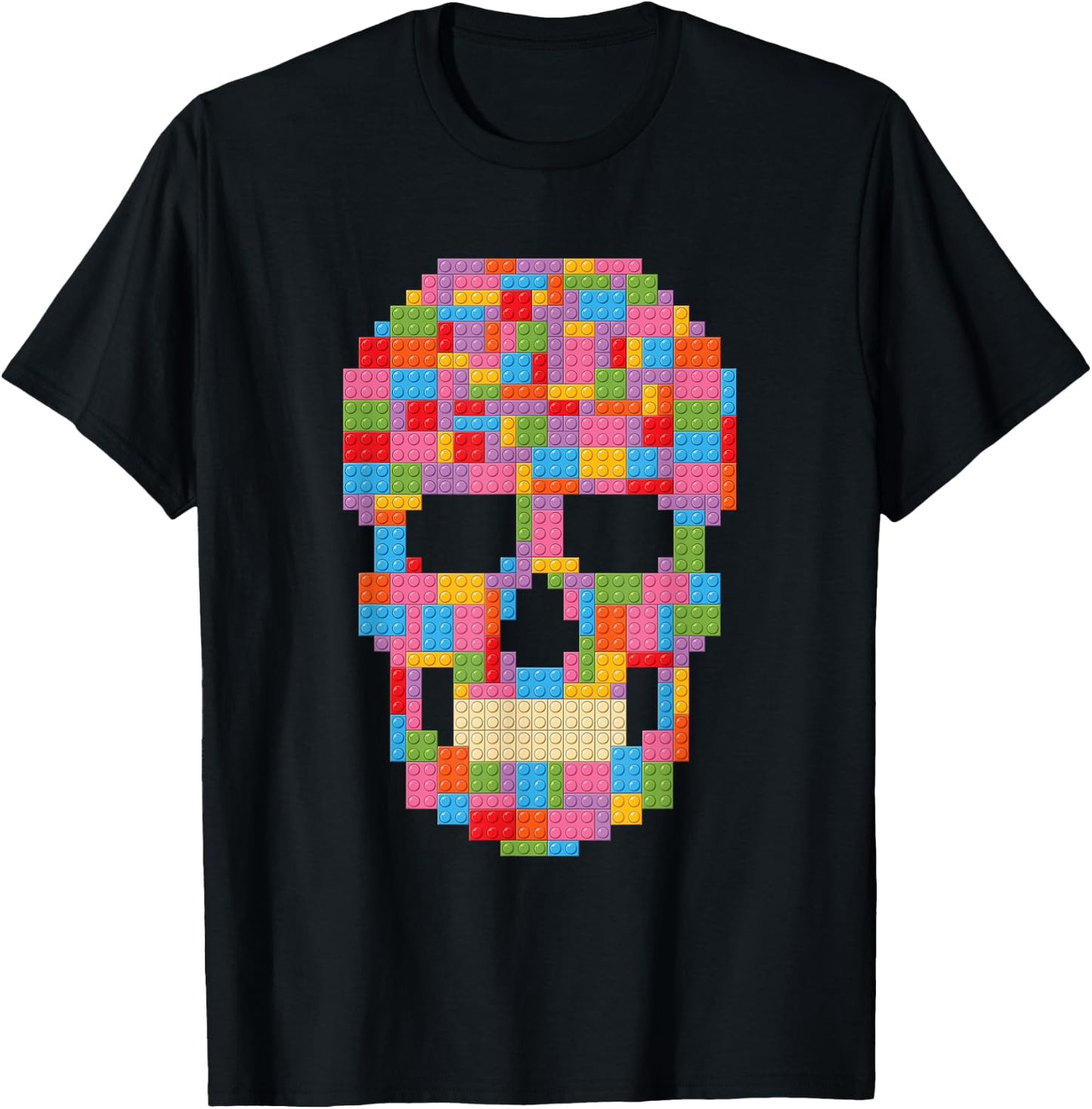 Skull Block Builder Bricks Halloween Skeleton Master Builder T-Shirt - T-Shirt | Black