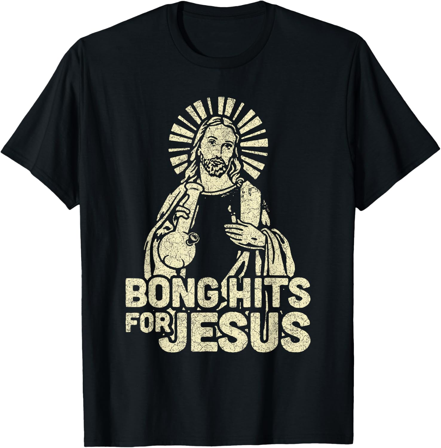 Bong Hits For Jesus Christian Jesus Graphic T-Shirt - T-Shirt | Black