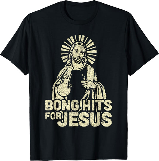 Bong Hits For Jesus Christian Jesus Graphic T-Shirt - T-Shirt | Black