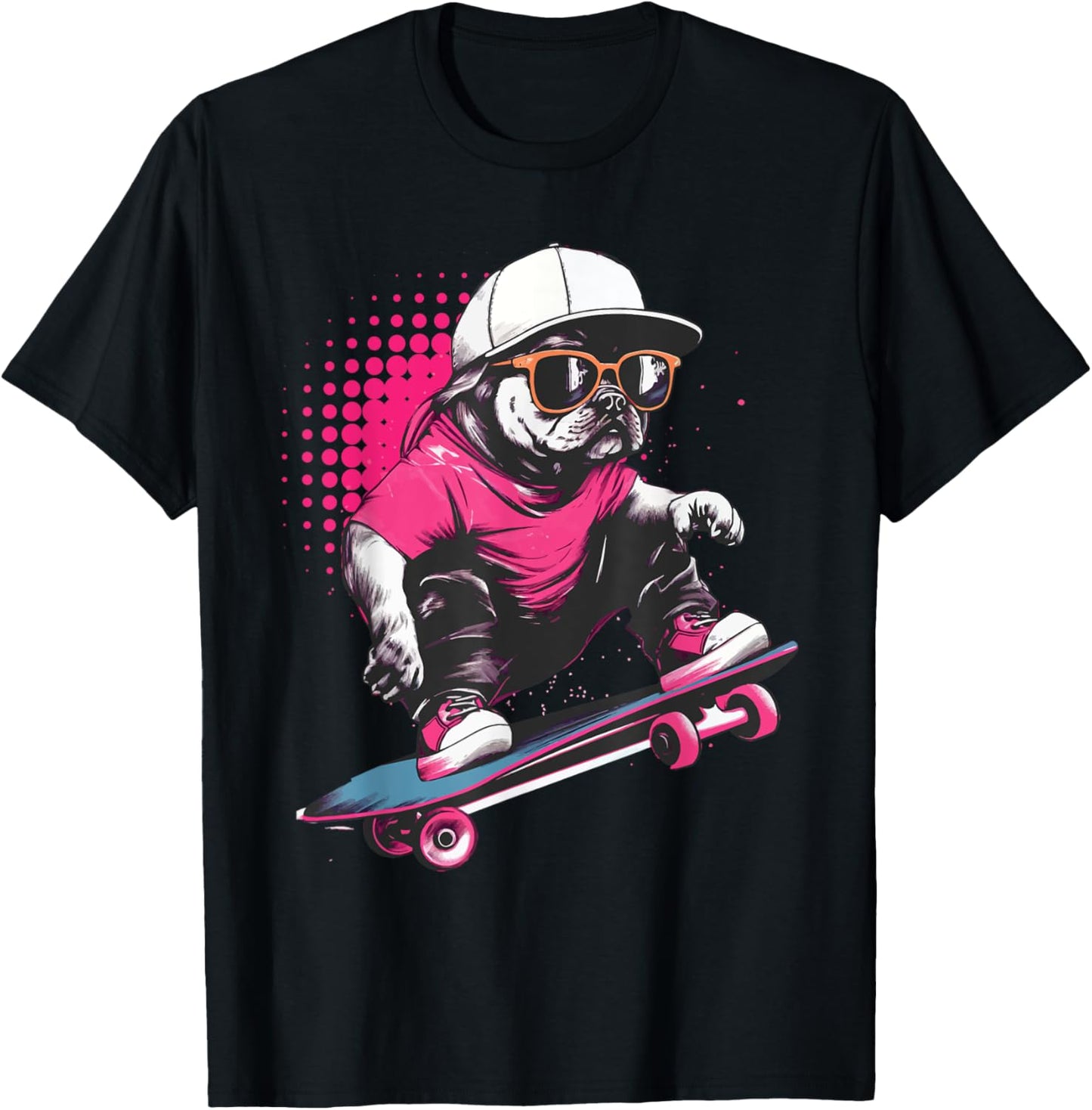 Pug Skater - Skaterboard Skateboarding Dog Lover Puppy Owner T-Shirt - T-Shirt | Black