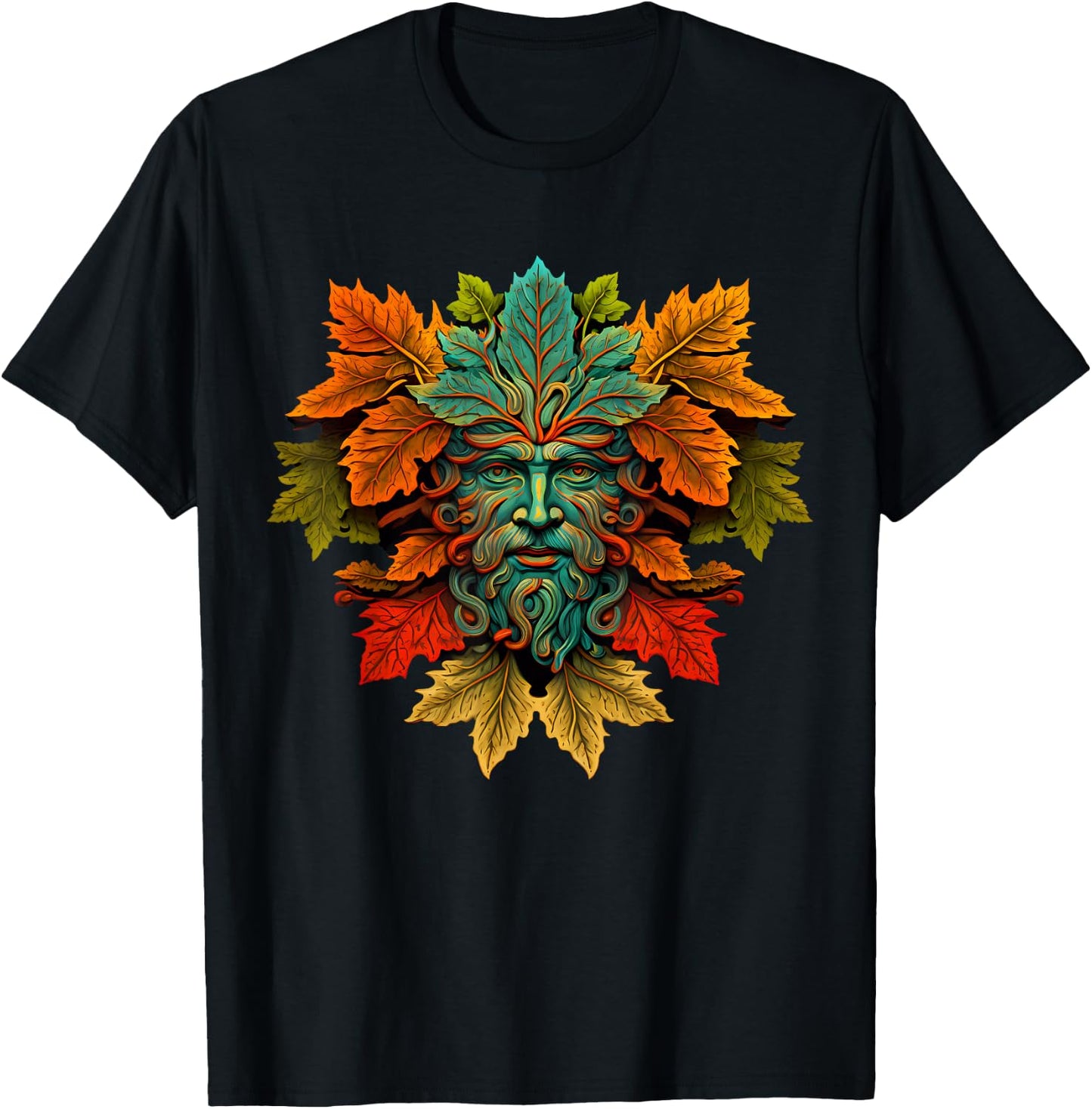 Traditional Pagan Celtic Greenman T-Shirt - T-Shirt | Black