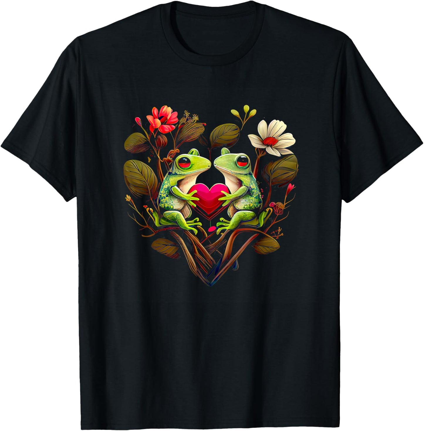 Heart-shaped Frog couple - Valentine's day T-Shirt - T-Shirt | Black