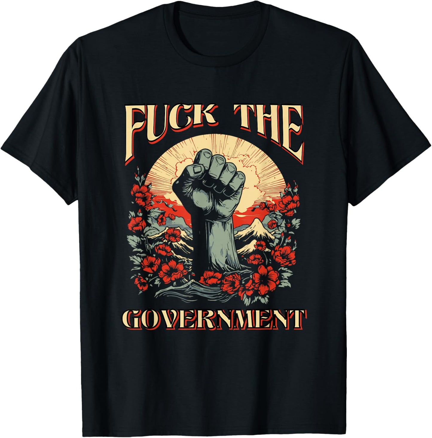 UGR -Adults Black Fuck The Government Protest Design T-Shirt - T-Shirt | Black