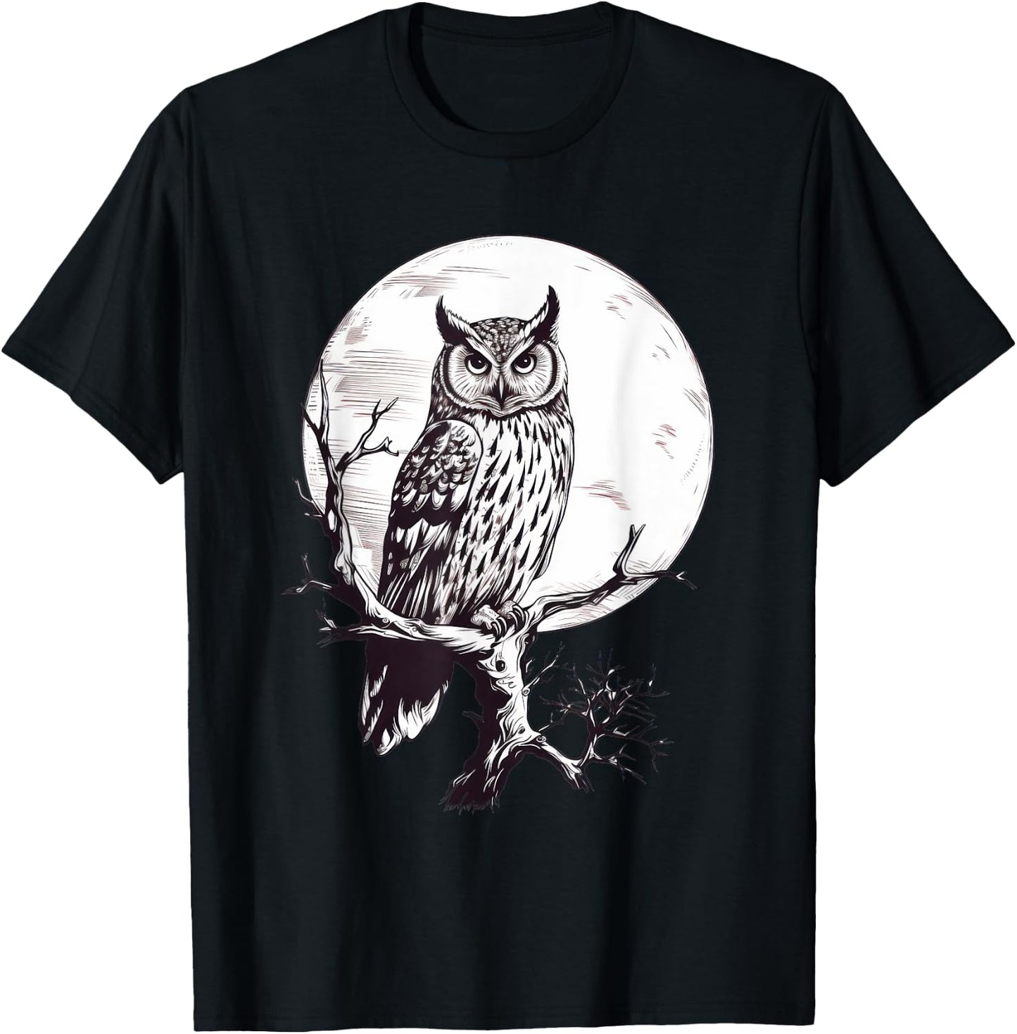 Owl Moon Graphic Women Men Girls Boys T-Shirt - T-Shirt | Black