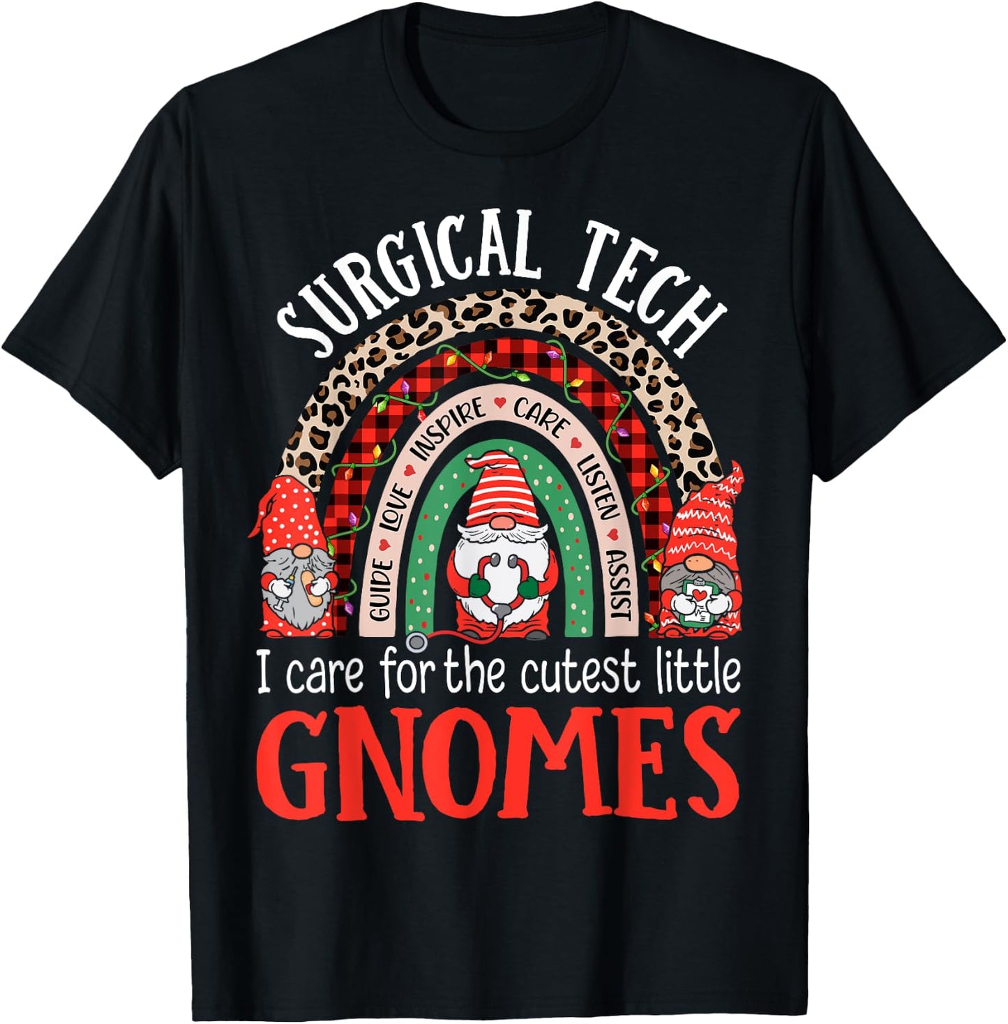 Christmas Surgical Tech Gnomes Surgical Nursing Technologist T-Shirt - T-Shirt | Black