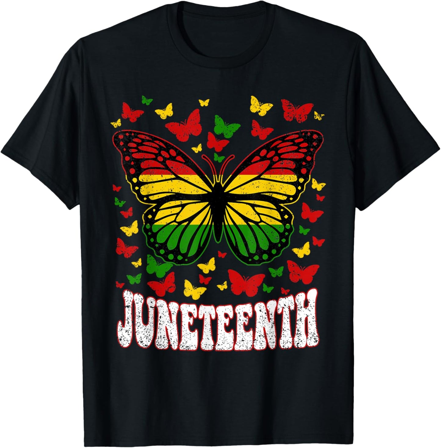 Butterflies Juneteenth Retro Black History African American T-Shirt - T-Shirt | Black
