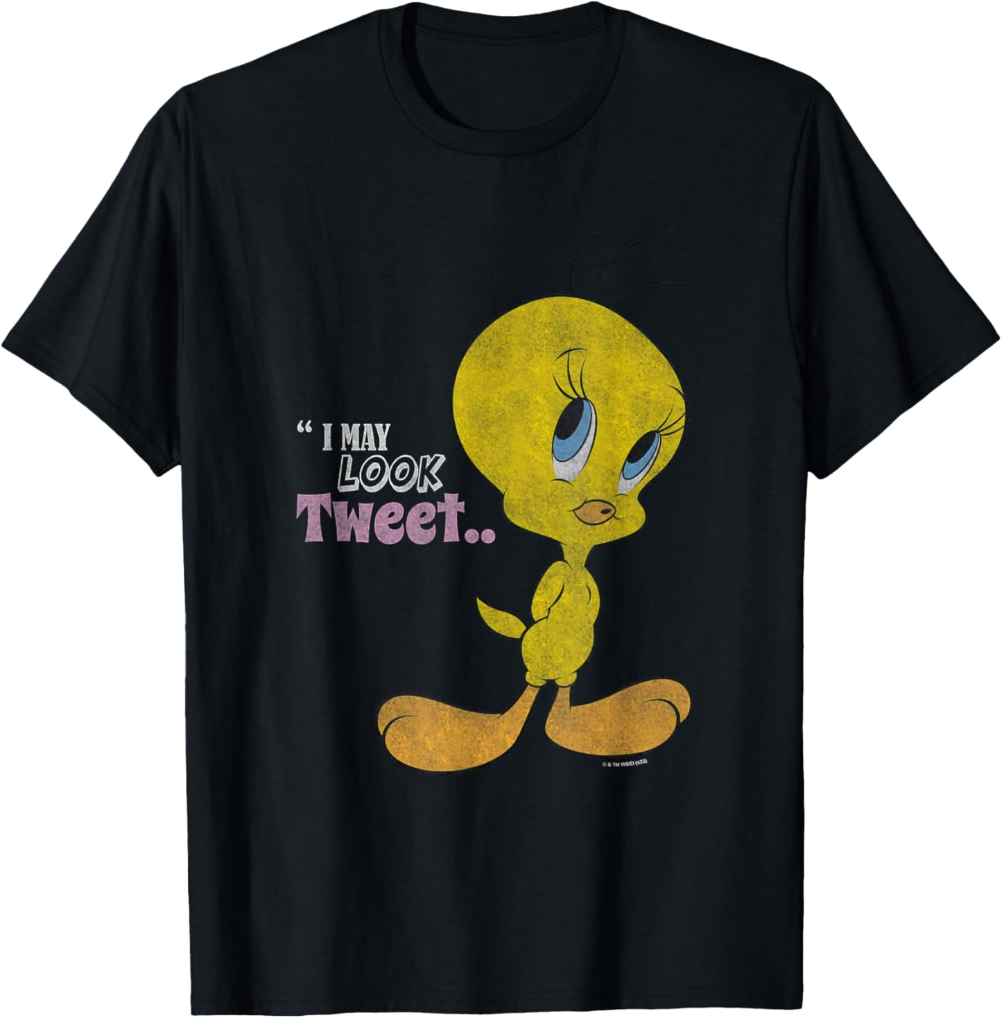 Looney Tunes I May Look Tweet Distressed Tweety Shot T-Shirt - T-Shirt | Black