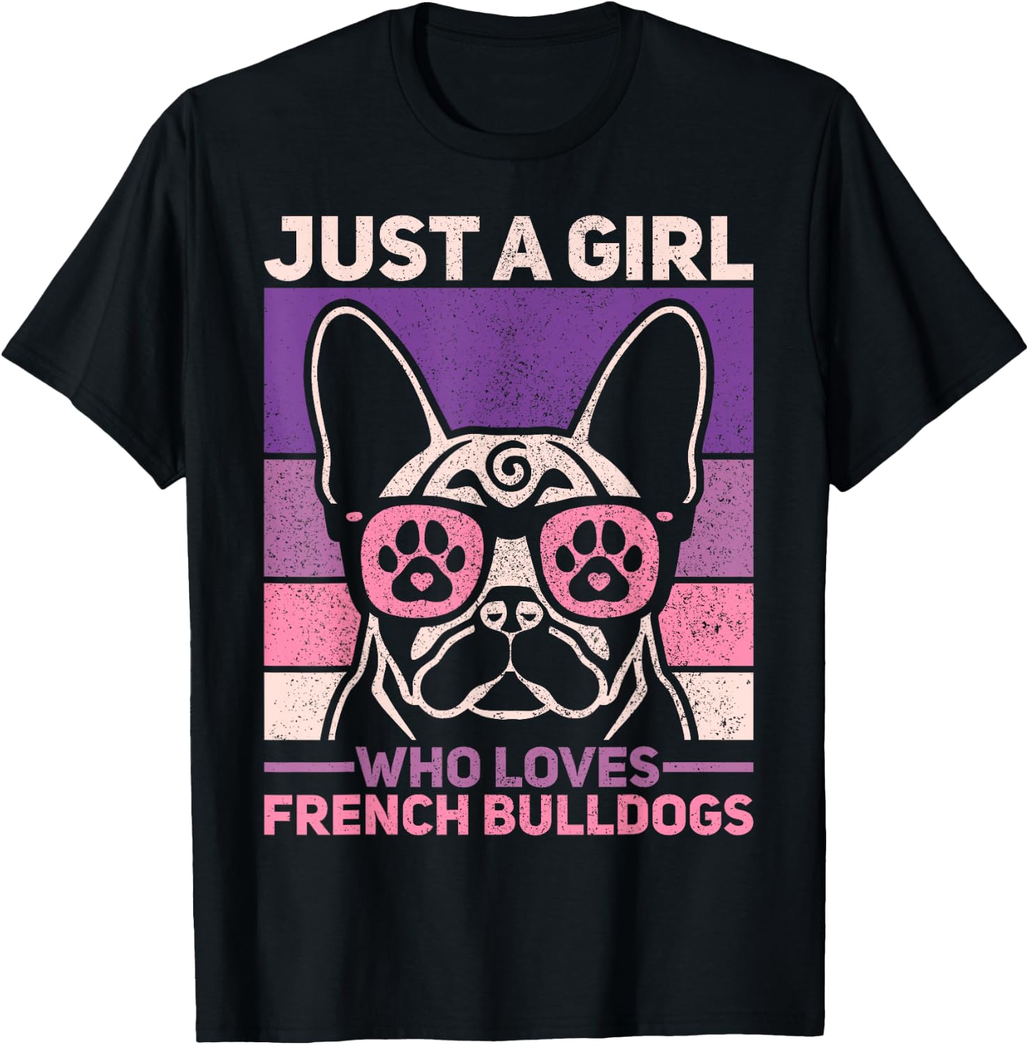 Retro Dog Lover Outfit Just A Girl Who Loves French Bulldogs T-Shirt - T-Shirt | Black