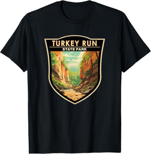 Turkey Run State Park Indiana Badge Vintage T-Shirt - T-Shirt | Black