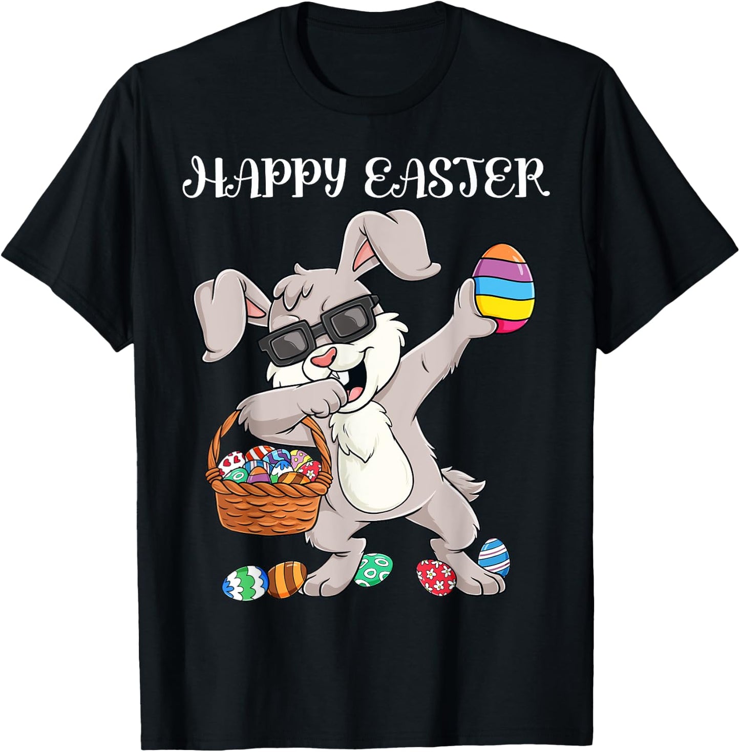 Happy Easter Day Dabbing Rabbit Eggs Toddler Boys Girls Kids T-Shirt - T-Shirt | Black
