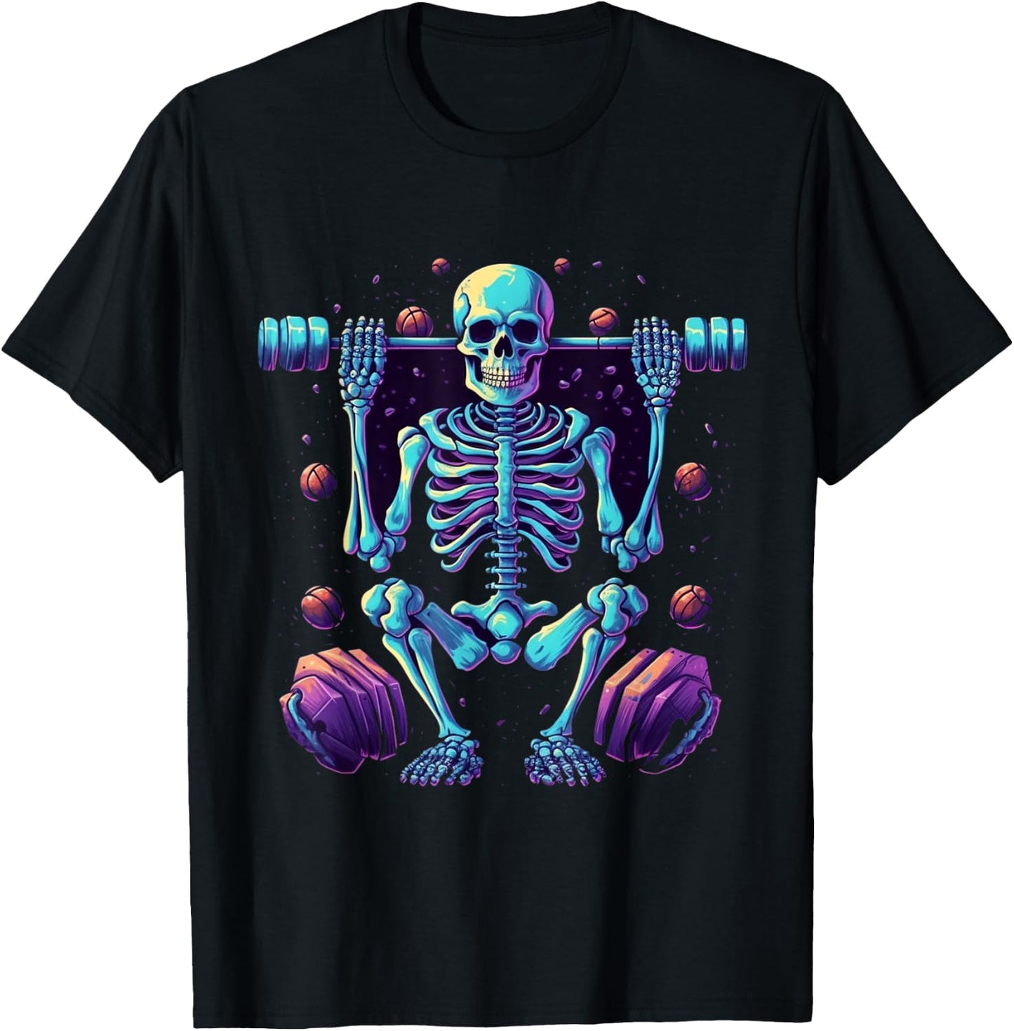Skeleton Deadlift Halloween Costume Fitness Gym Workout T-Shirt - T-Shirt | Black