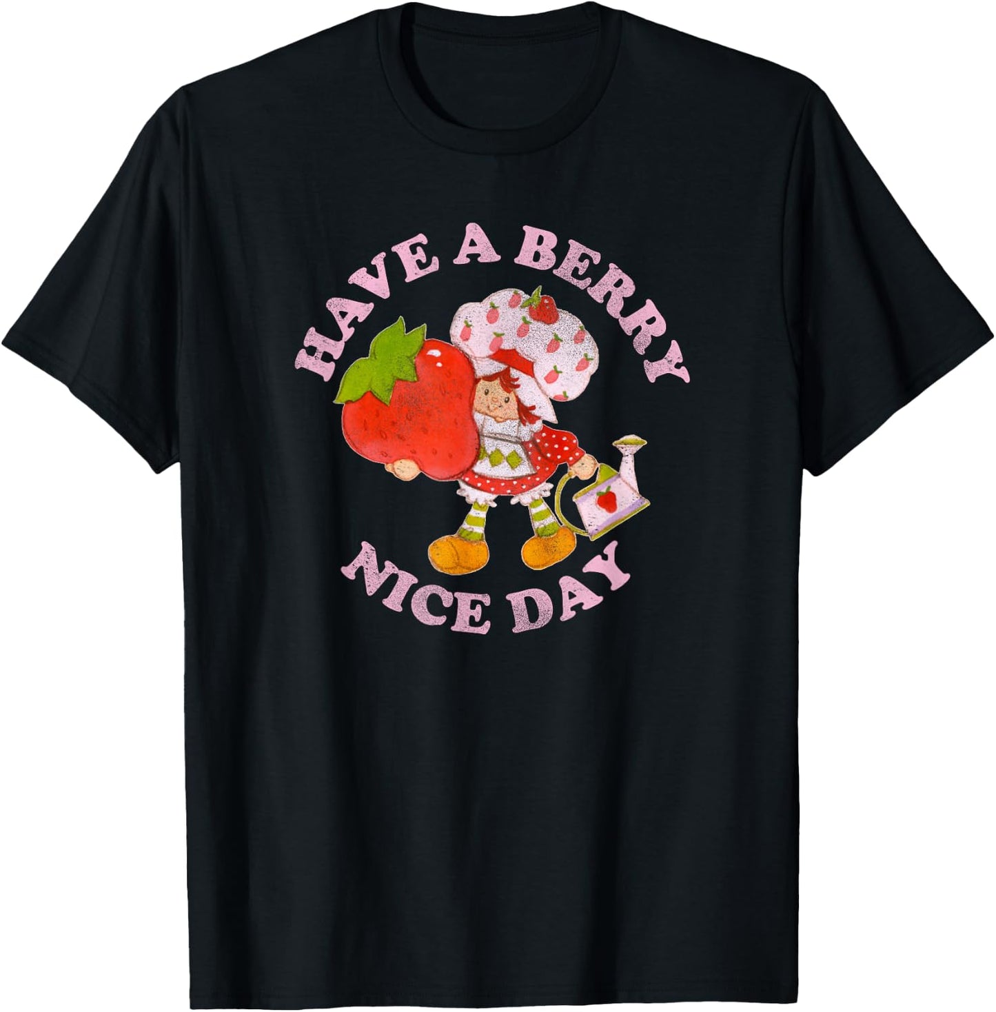 Strawberry Shortcake A Berry Nice Day Vintage Pink Logo T-Shirt - T-Shirt | Black