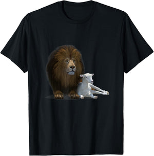 Lion And Lamb Cross Jesus Christ Yahshua - Lion Of Judah T-Shirt - T-Shirt | Black
