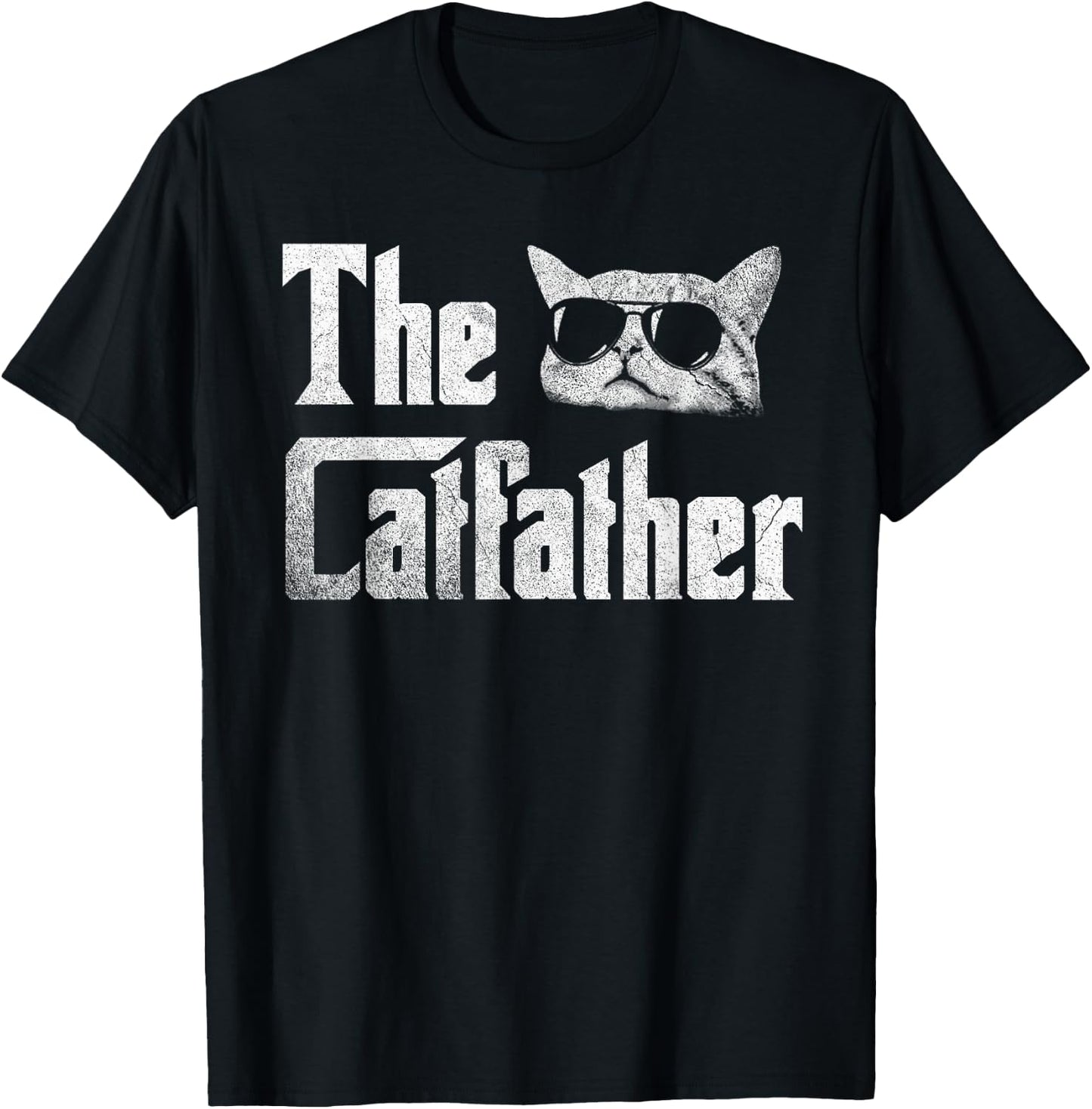 Funny The Catfather Cool Cat Daddy Glasses Gift T-Shirt - T-Shirt | Black