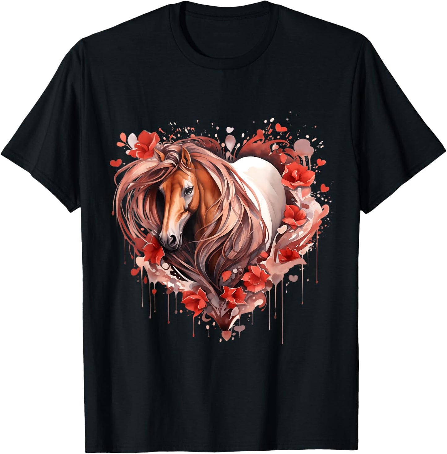 Heart With Horse Head For Horseback Riding Horse T-Shirt - T-Shirt | Black