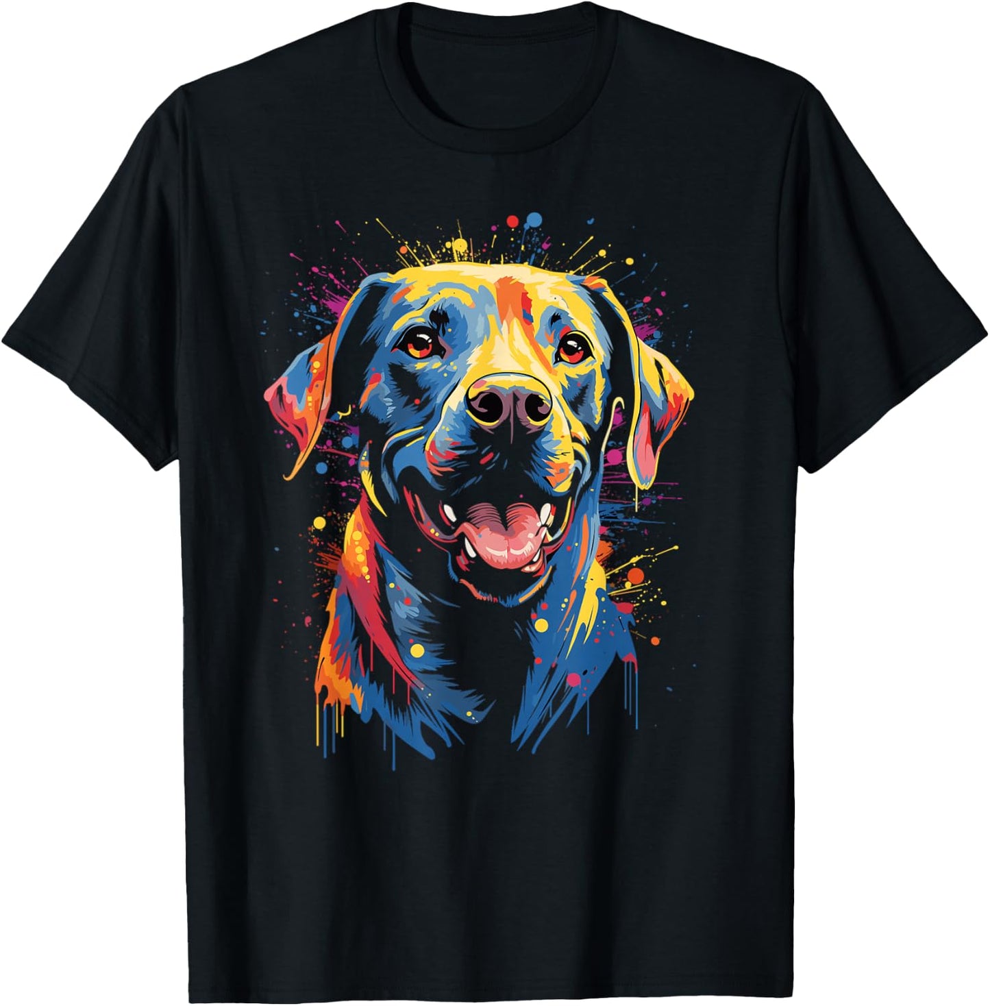 Watercolor Colorful Labrador Lab T-Shirt - T-Shirt | Black