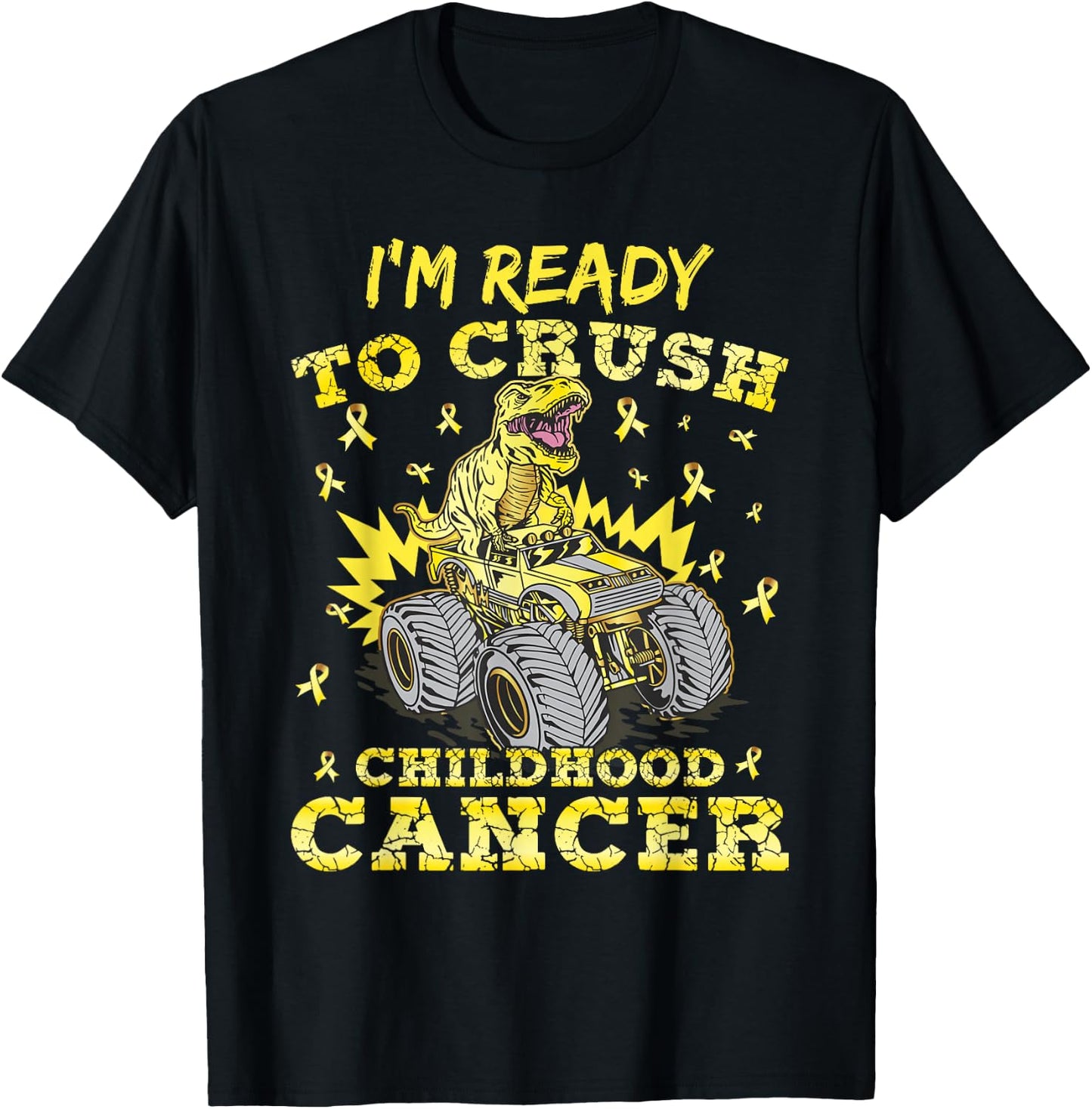 Childhood Cancer T Rex I'm Ready To Crush Childhood Cancer T-Shirt - T-Shirt | Black