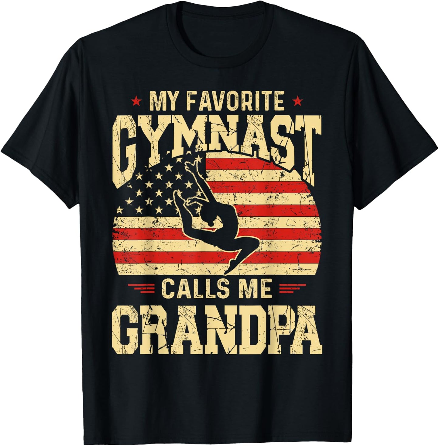 My Favorite Gymnast Calls Me Grandpa Funny Fathers Day T-Shirt - T-Shirt | Black