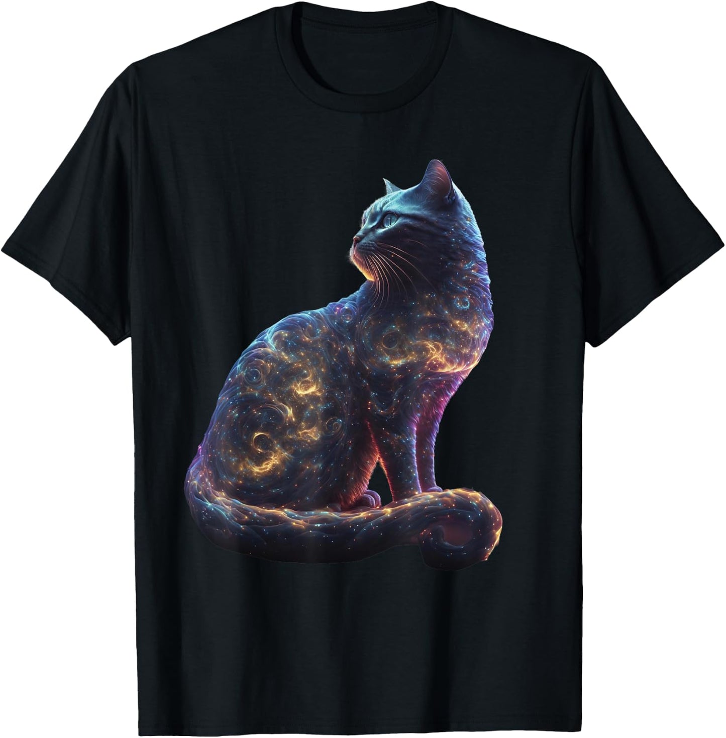 cute cat Galaxy for lover cats kitty kitten space universe T-Shirt - T-Shirt | Black