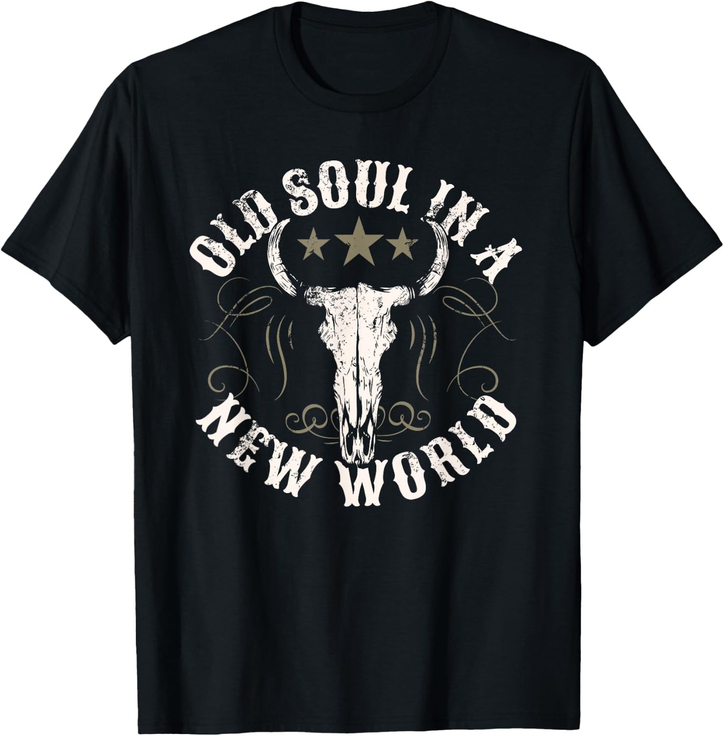 Old Soul in a New World Country Bluegrass Music Guitar T-Shirt - T-Shirt | Black