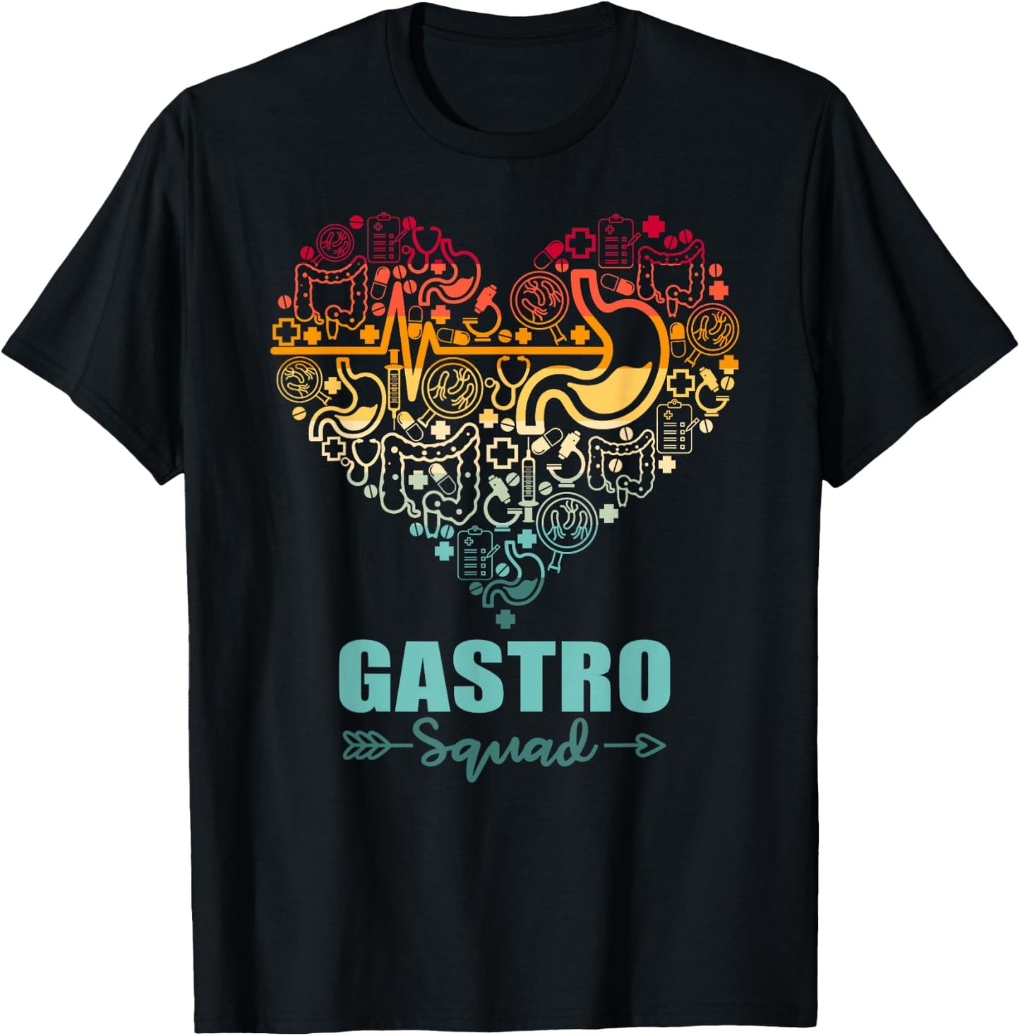 Gastro Squad Heart Funny Gastroenterology Team T-Shirt - T-Shirt | Black