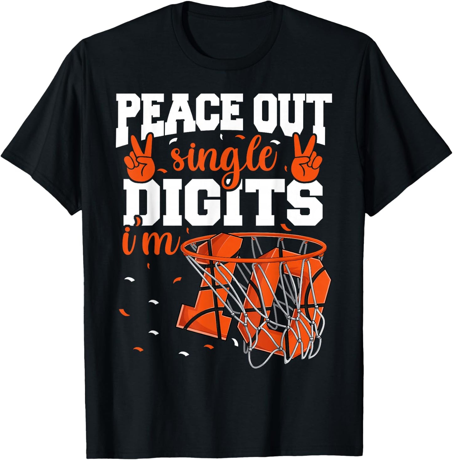 10th Birthday Shirts Boys Basketball Peace Out Single Digits T-Shirt - T-Shirt | Black