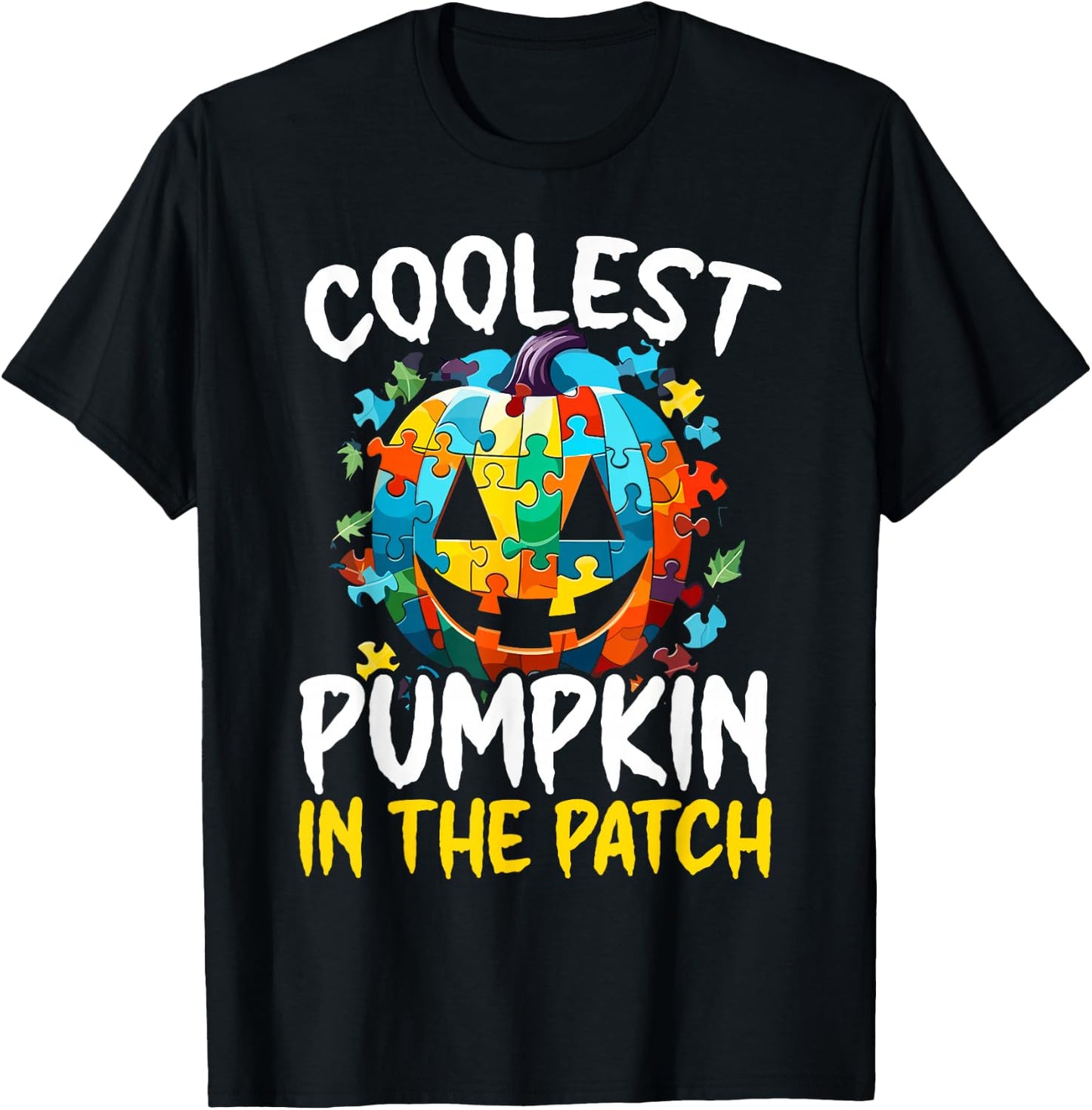 Autism Halloween Puzzle Trick Or Treat Autism Awareness T-Shirt - T-Shirt | Black