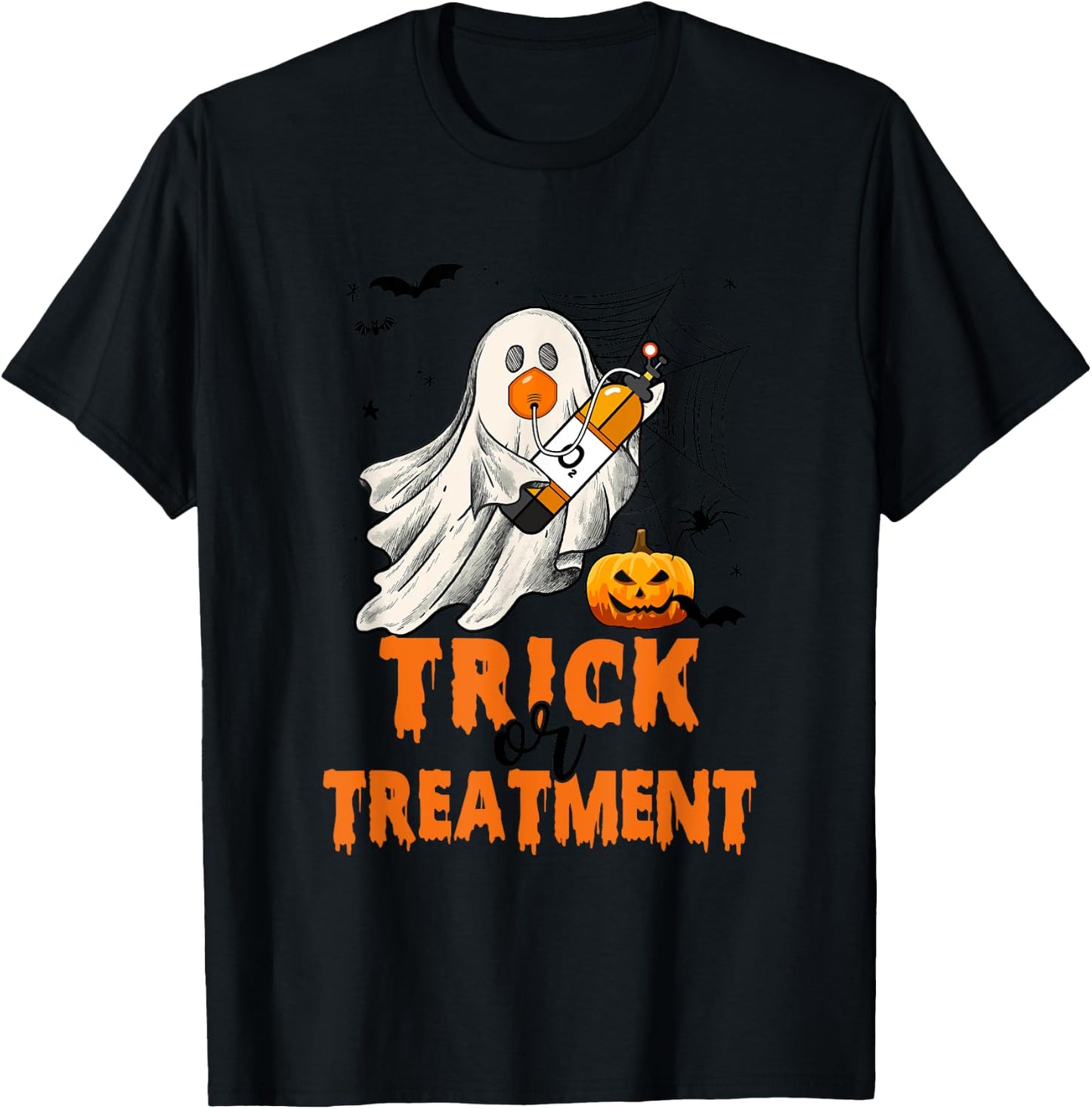 Trick Or Treatment Respiratory Therapist Halloween Nurse T-Shirt - T-Shirt | Black