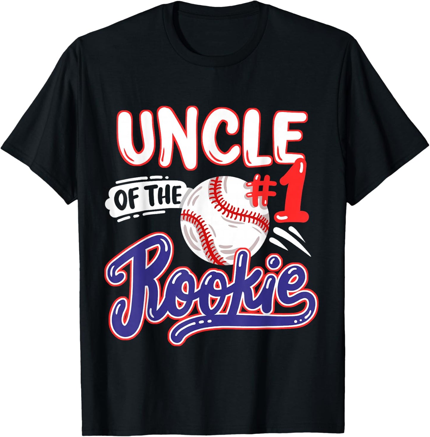 Uncle of Rookie 1st Baseball Birthday Party Theme Matching T-Shirt - T-Shirt | Black