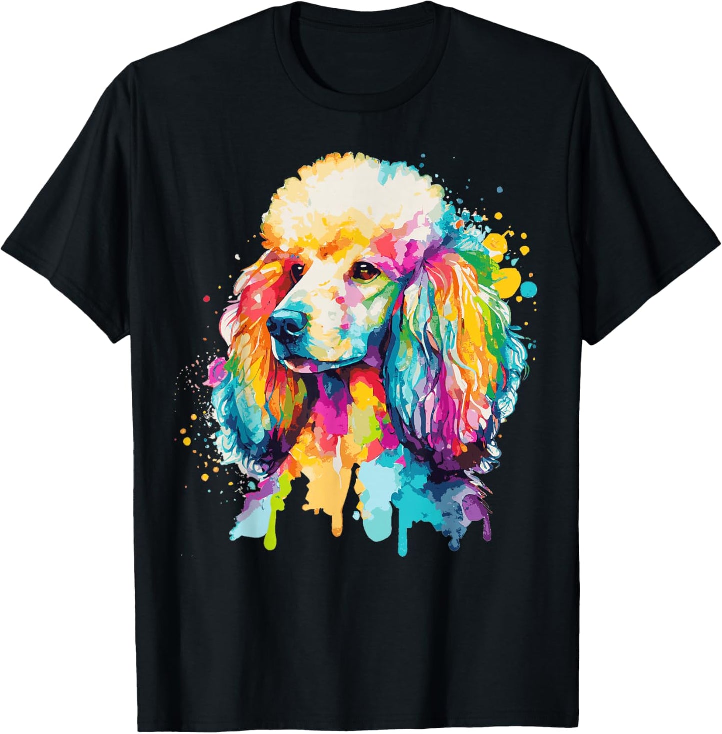 Watercolor Poodle Colorful Pet Poodles Dog Lover T-Shirt - T-Shirt | Black