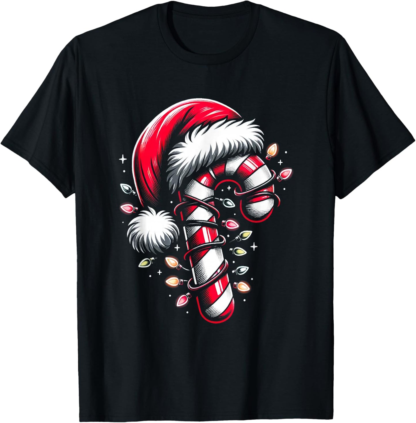 Candy Cane Crew Christmas Lights Family Matching Xmas T-Shirt - T-Shirt | Black