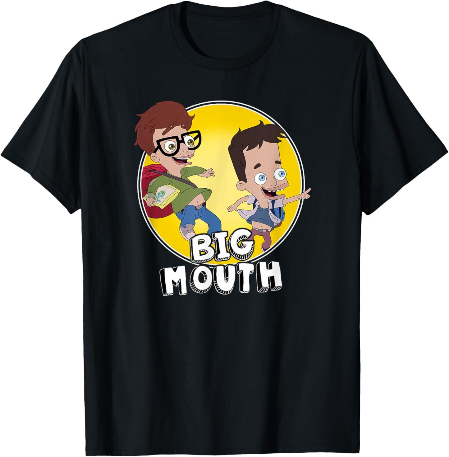 Big Mouth Nick & Andrew Best Friends Circle Portrait T-Shirt - T-Shirt | Black