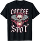 Coffee Spot, Winged Skull, Halloween Barista, Coffee Horror T-Shirt - T-Shirt | Black
