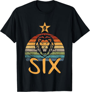 Lion Birthday 6 Year Old Lion 6th Birthday Boy Girl T-Shirt - T-Shirt | Black