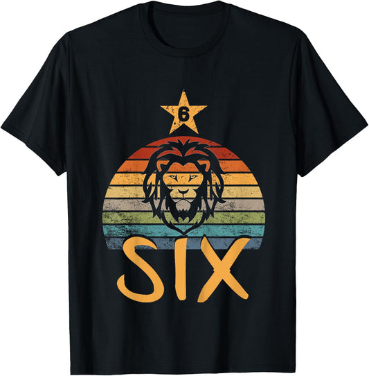 Lion Birthday 6 Year Old Lion 6th Birthday Boy Girl T-Shirt - T-Shirt | Black