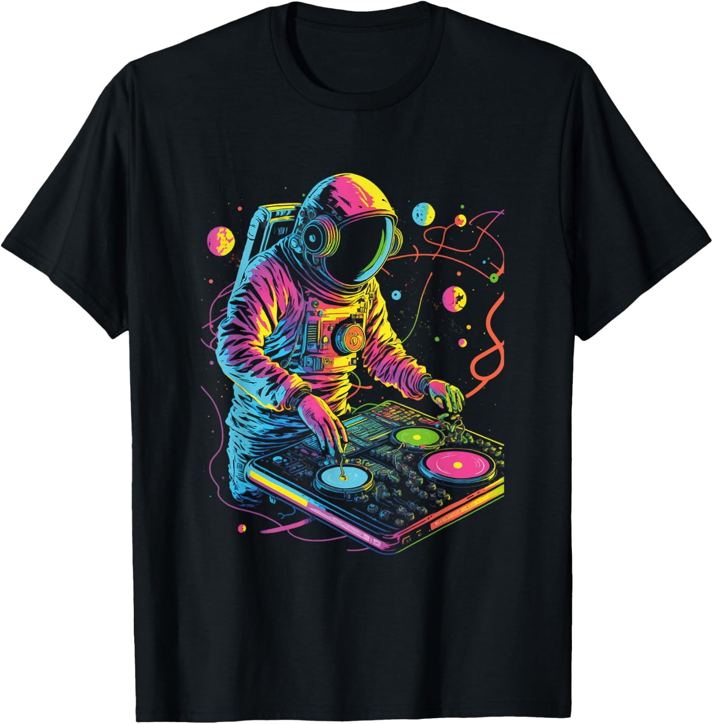 Astronaut DJ, DJing in Space, EDM cool Graphic T-Shirt - T-Shirt | Black