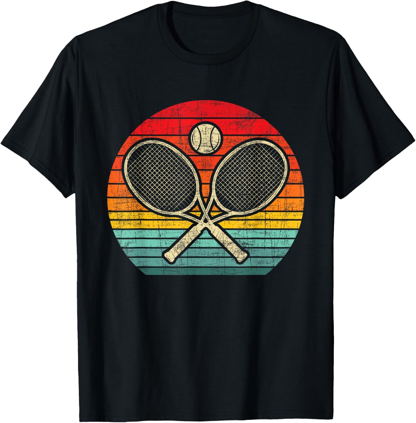 Retro Vintage Crossed Tennis Racket - Sports Lover T-Shirt - T-Shirt | Black