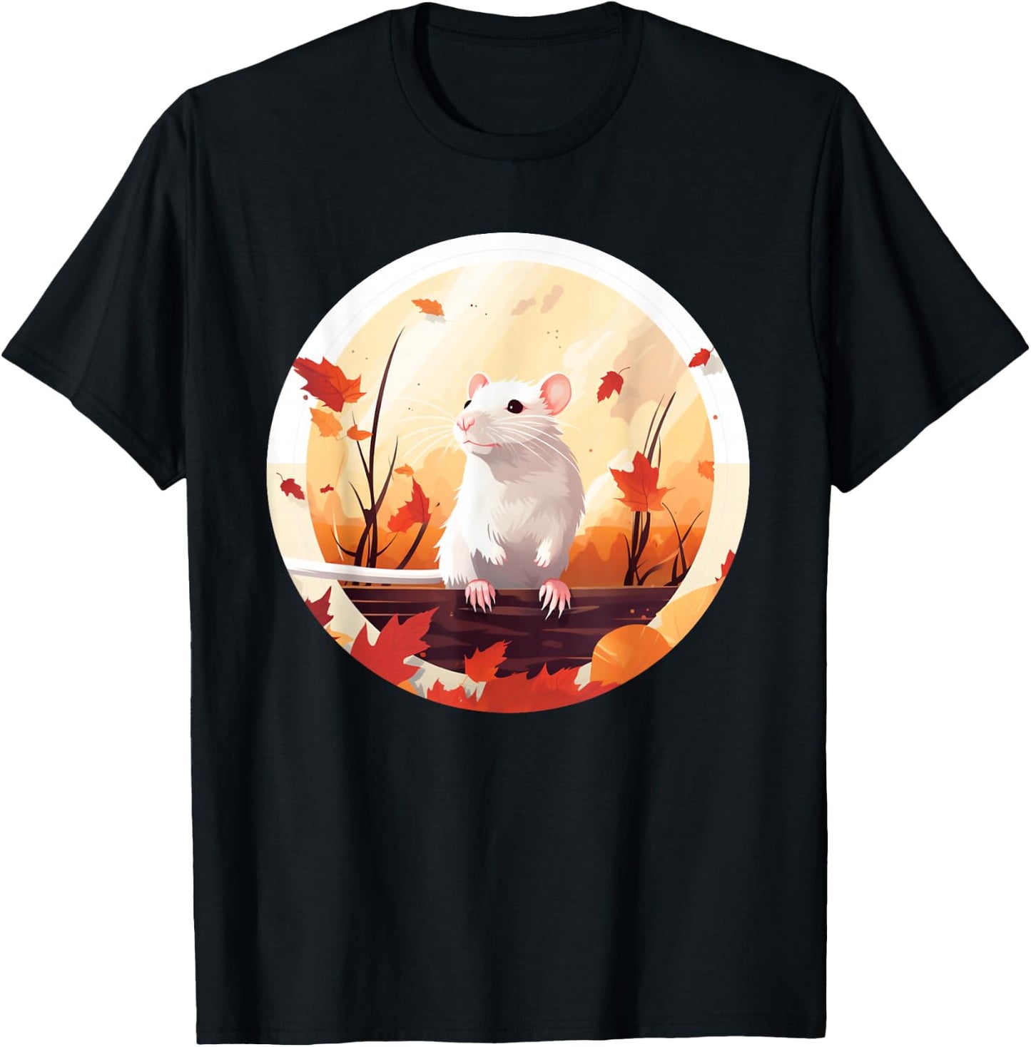 Funny windy Autumn Season with Fall and white Rats for Pets T-Shirt - T-Shirt | Black