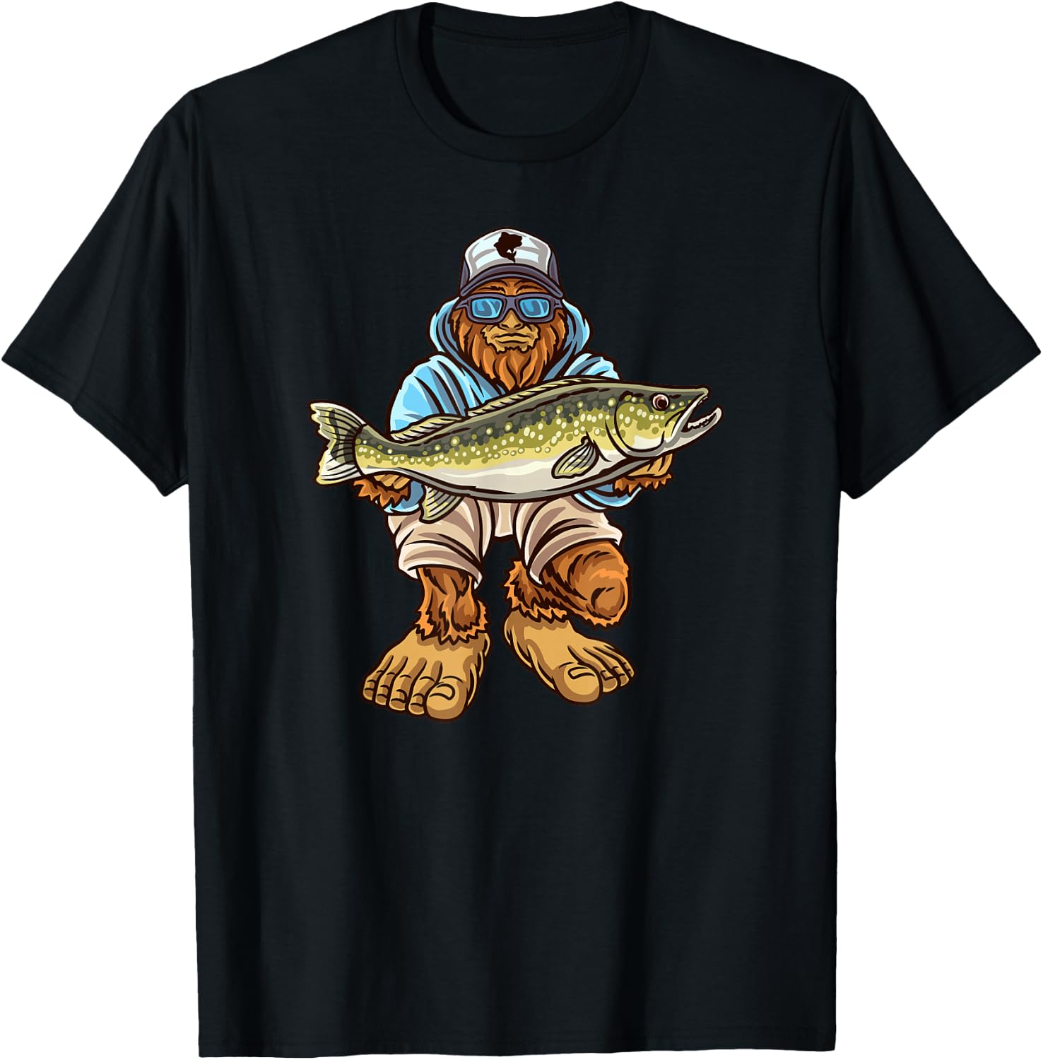 Walleye Fishing Sauger Hunting Bigfoot Fishermen T-Shirt - T-Shirt | Black