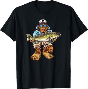 Walleye Fishing Sauger Hunting Bigfoot Fishermen T-Shirt - T-Shirt | Black
