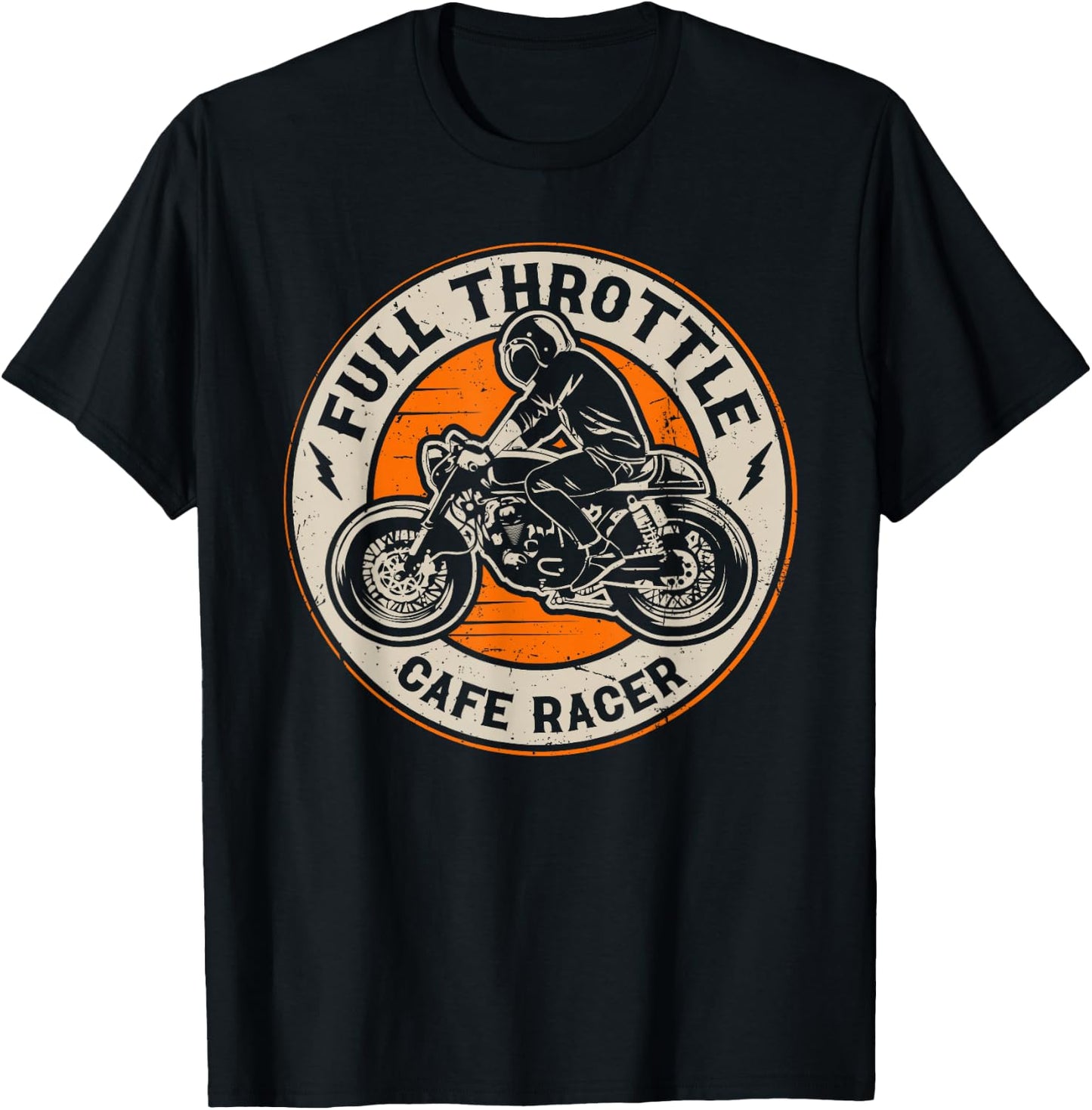 Full Throttle - Vintage Badge Cafe Racer T-Shirt - T-Shirt | Black