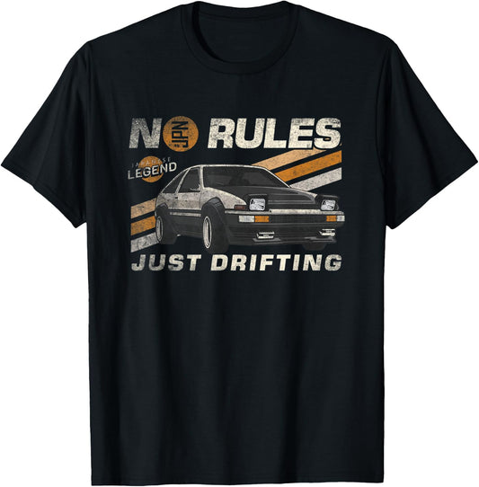 JDM Vintage Japanese drift legend no to rules just drifting T-Shirt - T-Shirt | Black